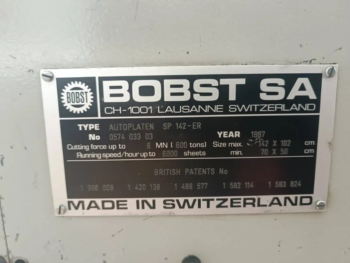 Bobst SP 142 ER 1987 ref.24036421