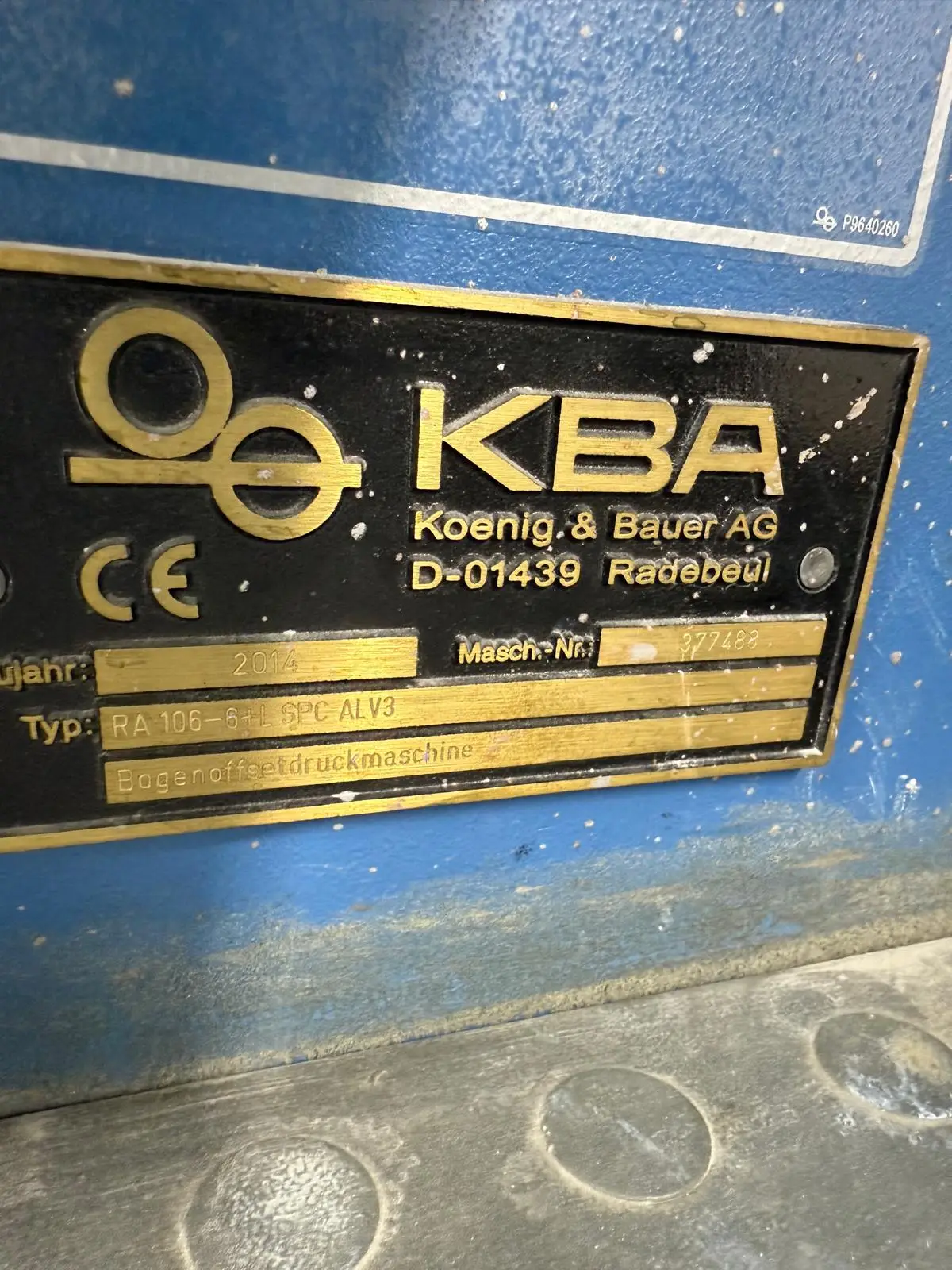 KBA RAPIDA 106-6  HS SIS SPC + L ALV3 FAPC Hyb. 2014 ref.25036582