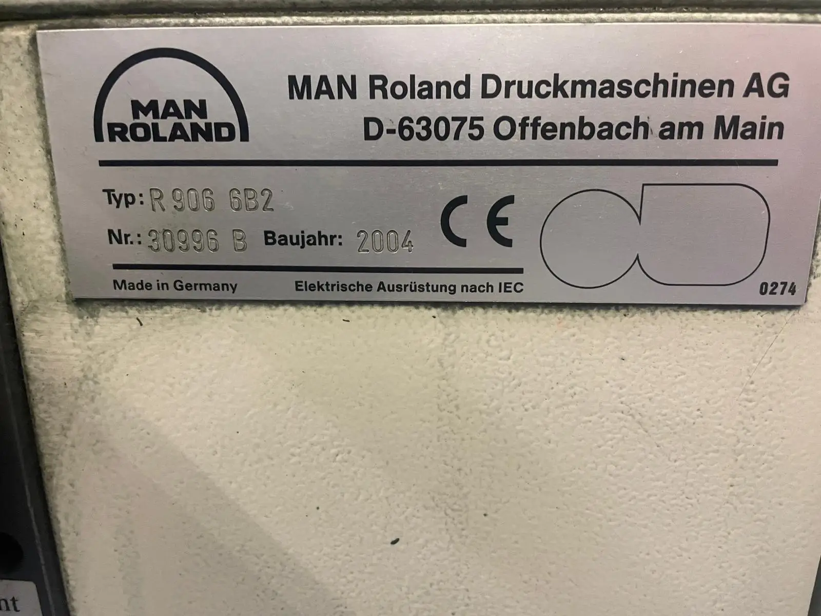 Manroland R 900-6  LTTLV HYBRID (SIZE 6) 2004 ref.24036471