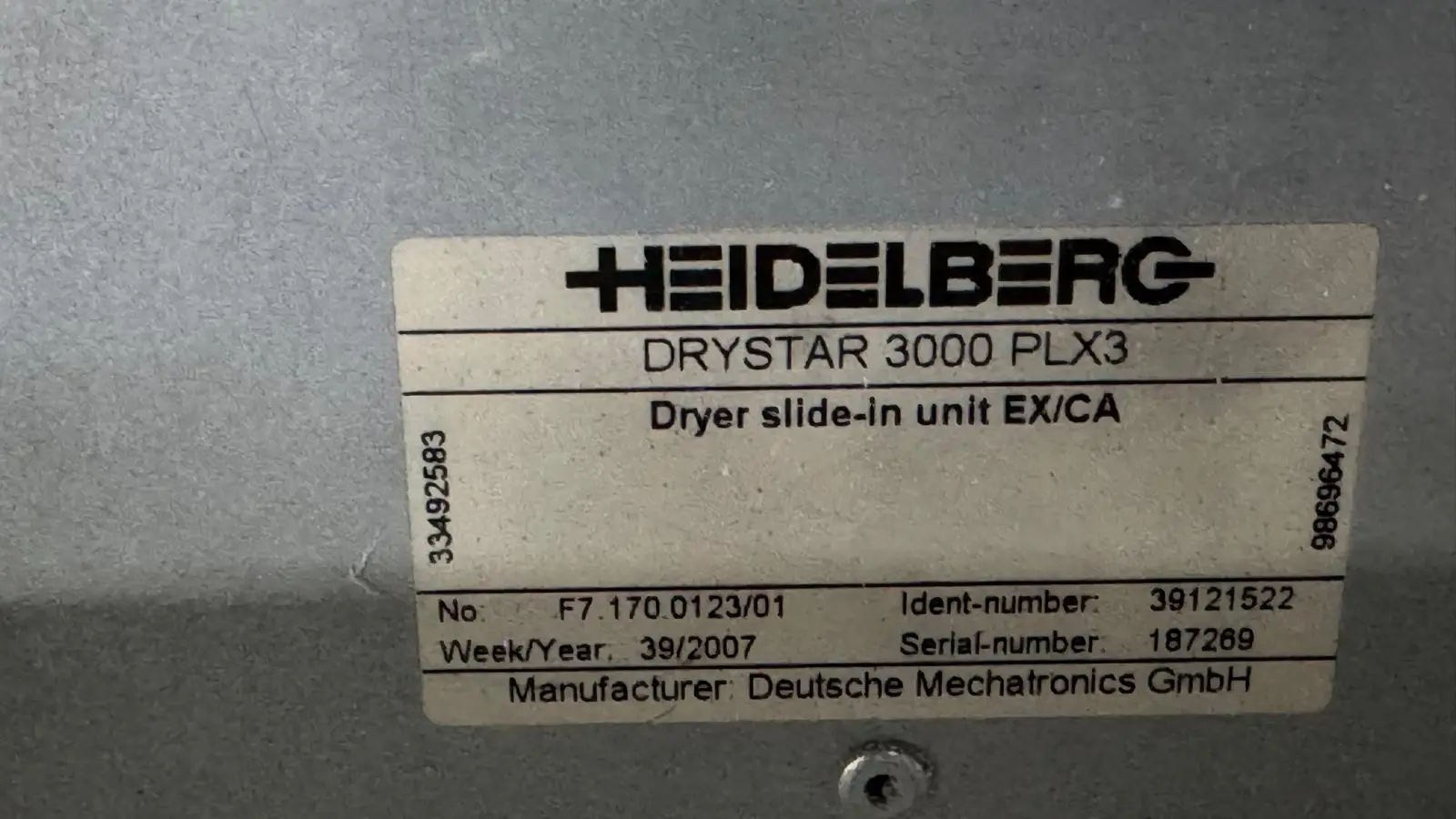 Heidelberg SM102-4 P3 + LX2 2007 ref.26036713