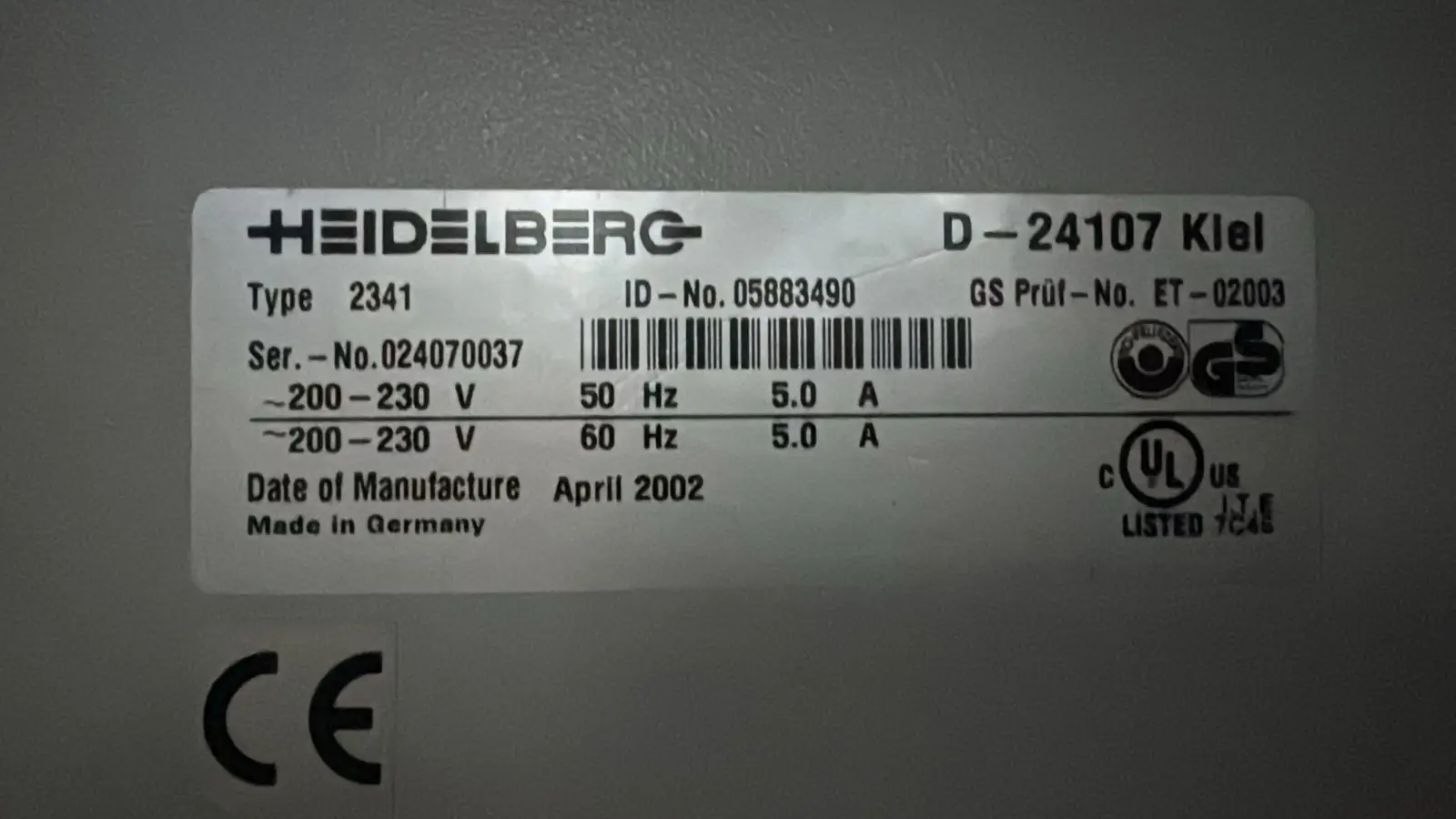 Heidelberg TOPSETTER 2340 2002 ref.26036665