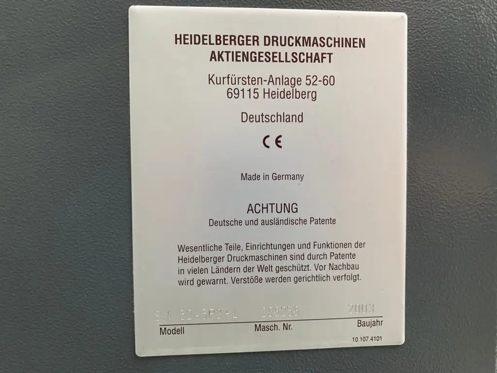 Heidelberg SM52-5 P3+LX 2003 ref.19033536