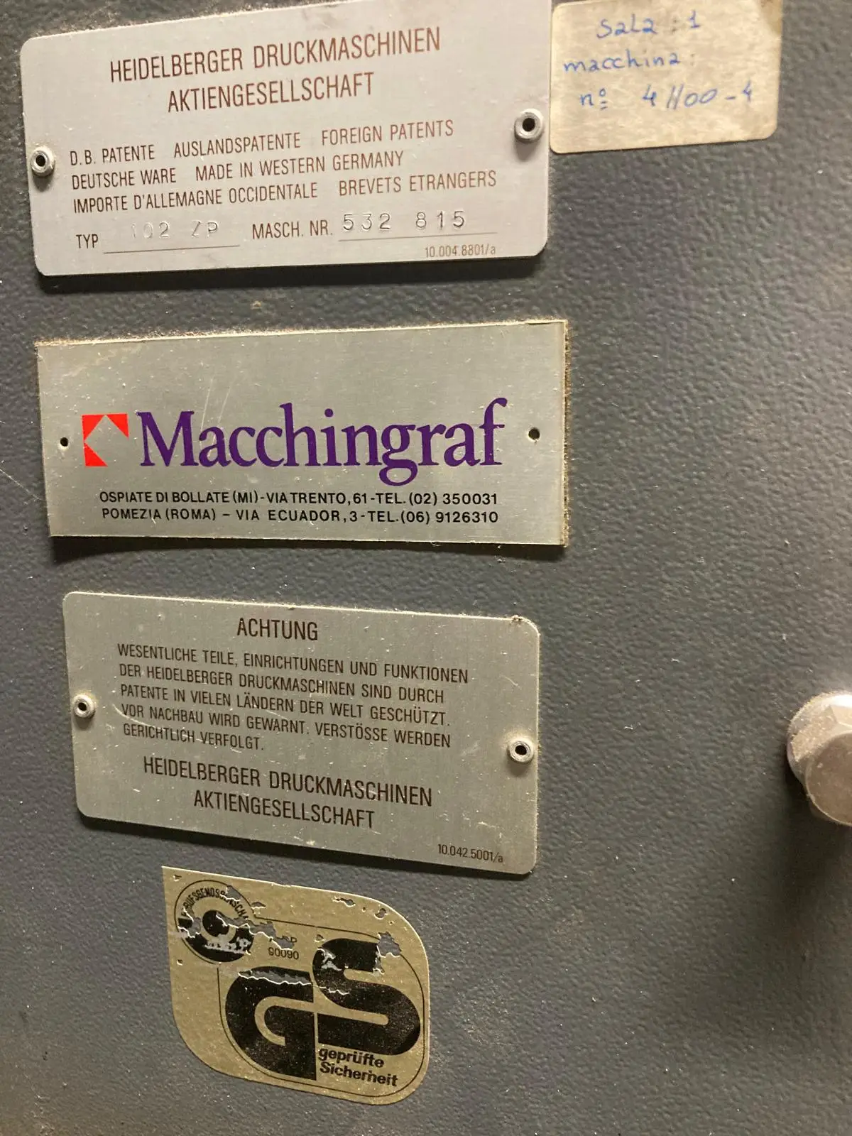 Heidelberg 102 ZP 1990 ref.26037440