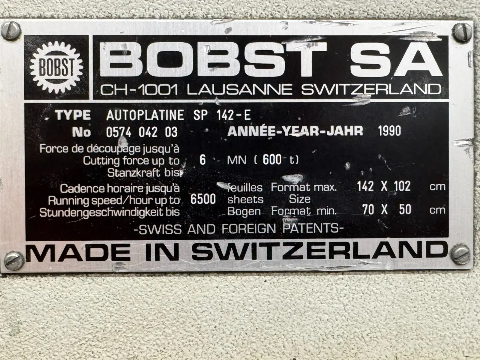 Bobst SP 142 E 1990 ref.25036492