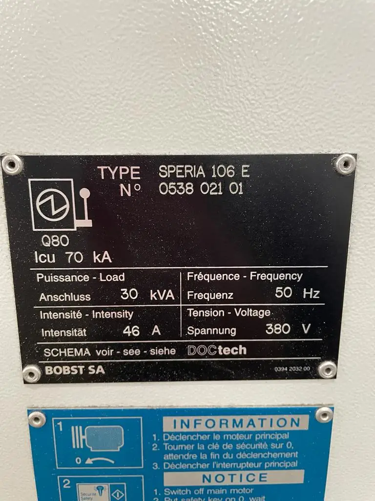 Bobst SPERIA 106 E 2005 ref.24036406